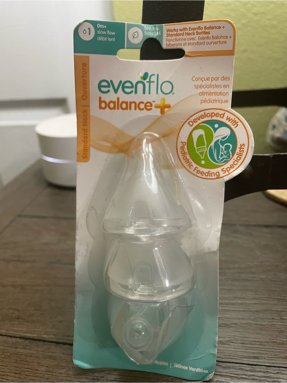 Evenly balance+ Standard Neck Slow Flow Nipples - Clear (3 Pack)
